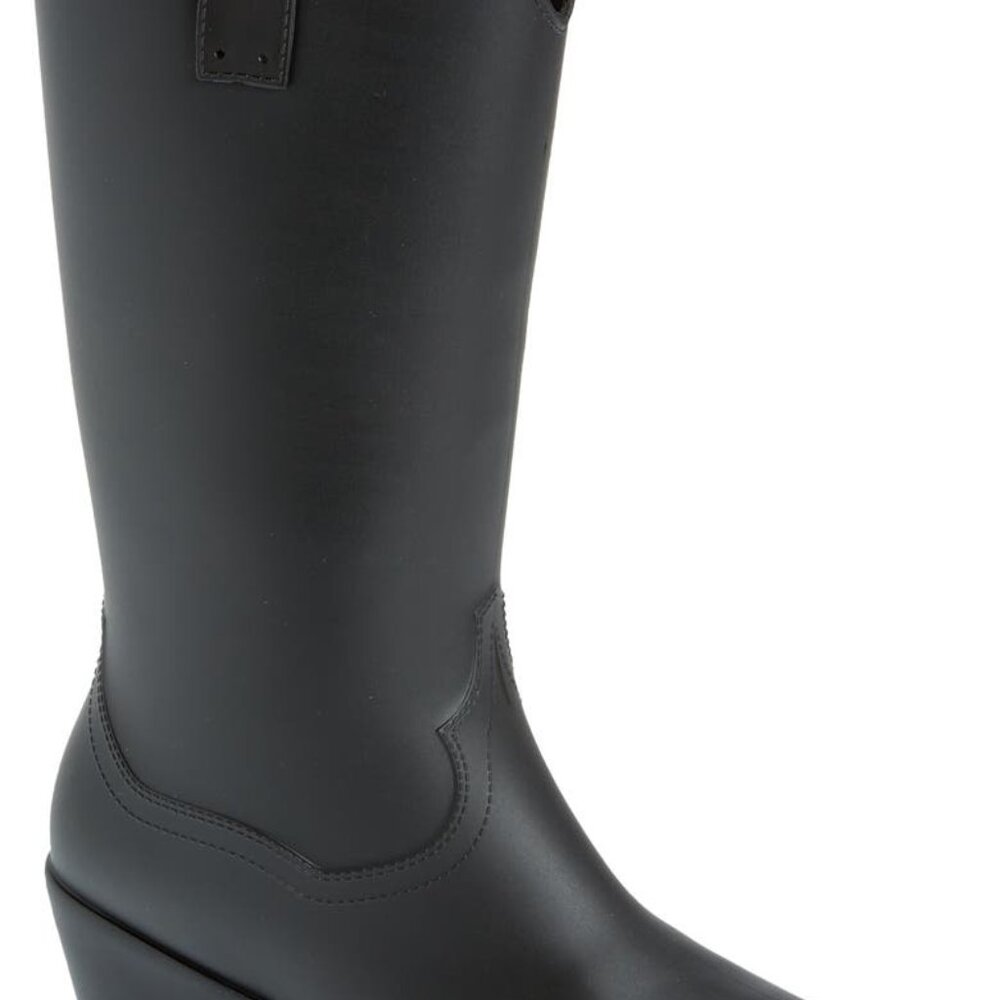 NWOB/NWT Jeffrey Campbell THUNDRSTRM Matte Black Rubber Cowboy Rain Boots Size 8 - Picture 5 of 6